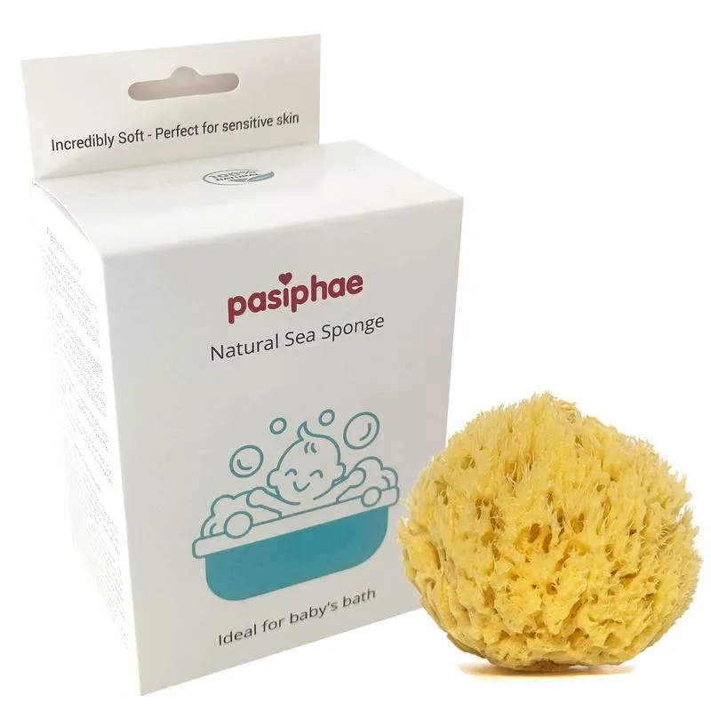 Pasiphae Baby sea Sponge, Soft Yellow sea washcloth for Babies & Kids Bathing